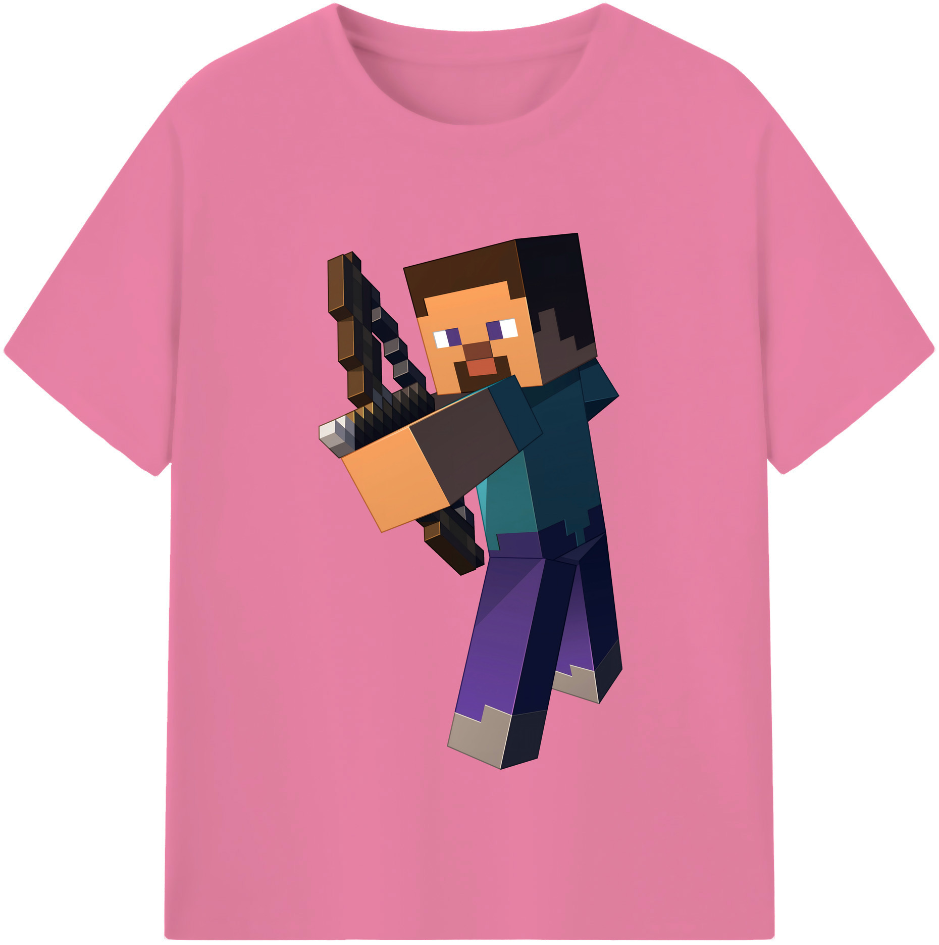 （画像用） マインクラフト ブロックの世界 Minecraft MC Block world 綿100％半袖Tシャツ（フロントプリント）